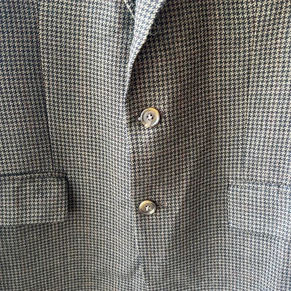 Polo University by Ralph Lauren 100% Wool Gingham Classic Black Brown Blazer 42